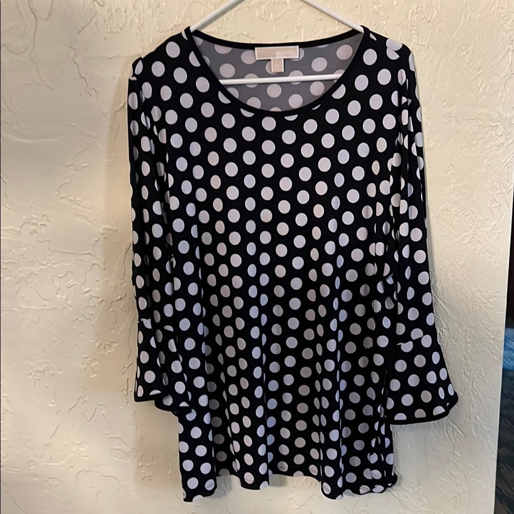 Michael Kors Black and White Relaxed 3/4 Sleeve Tunic